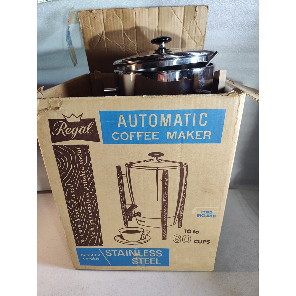 Regal Automatic Coffee Maker 10 To 30 Cups Stainless Steel Original Box (1075)